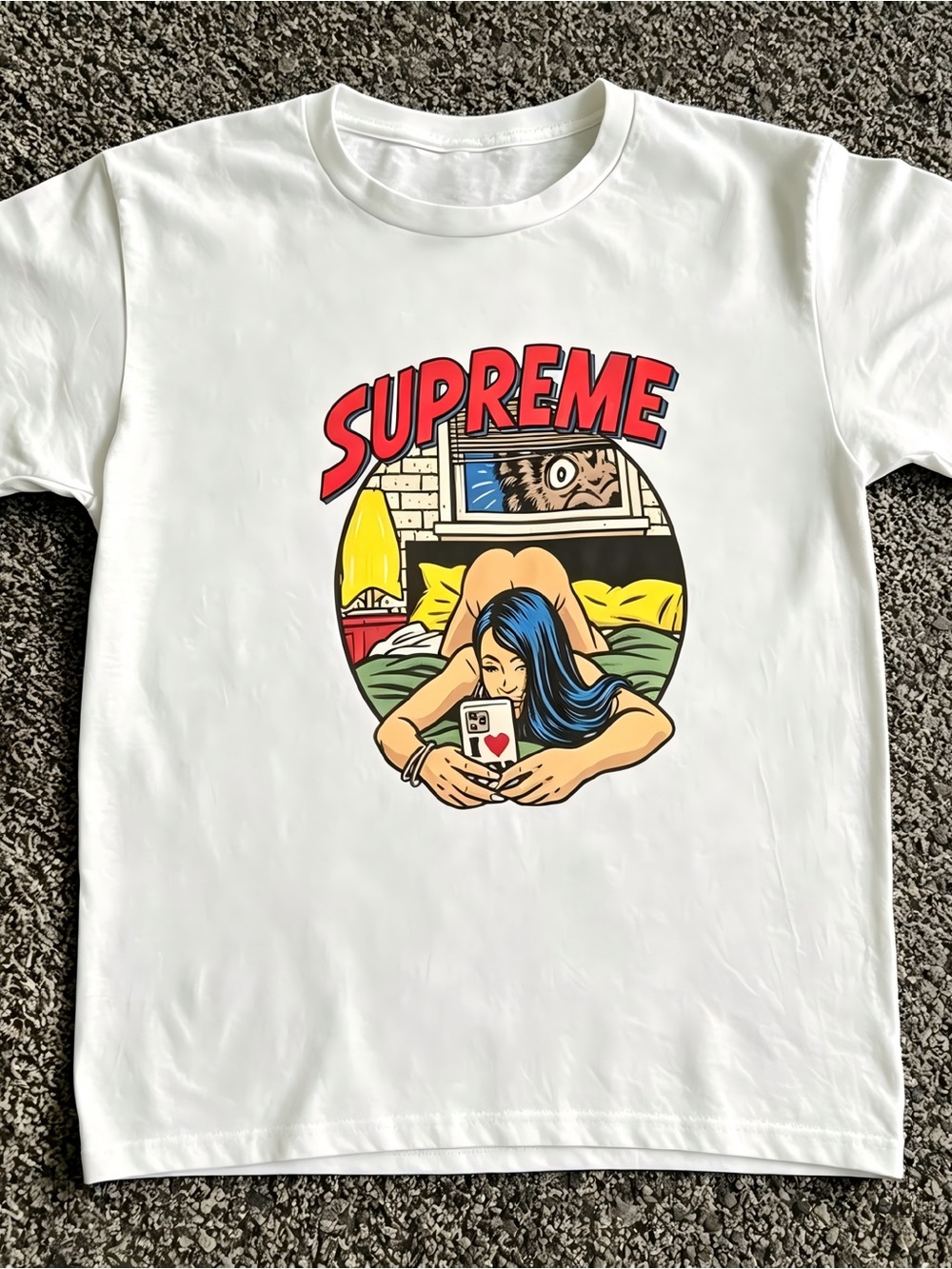 Supreme Style Comic Girl Selfie Graphic Womens Mens T-shirt Unisex